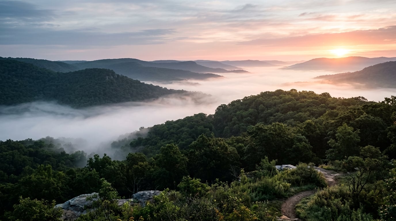 Artist rendering of the 700-foot American flag monument rising over the Ozark hills in Southwest Missouri